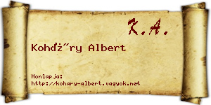 Koháry Albert névjegykártya