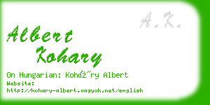 albert kohary business card
